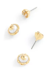 Signature Floral Pearl Orb Jacket Stud Earrings