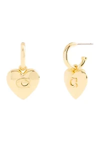 Signature Heart Charm Huggie Earrings