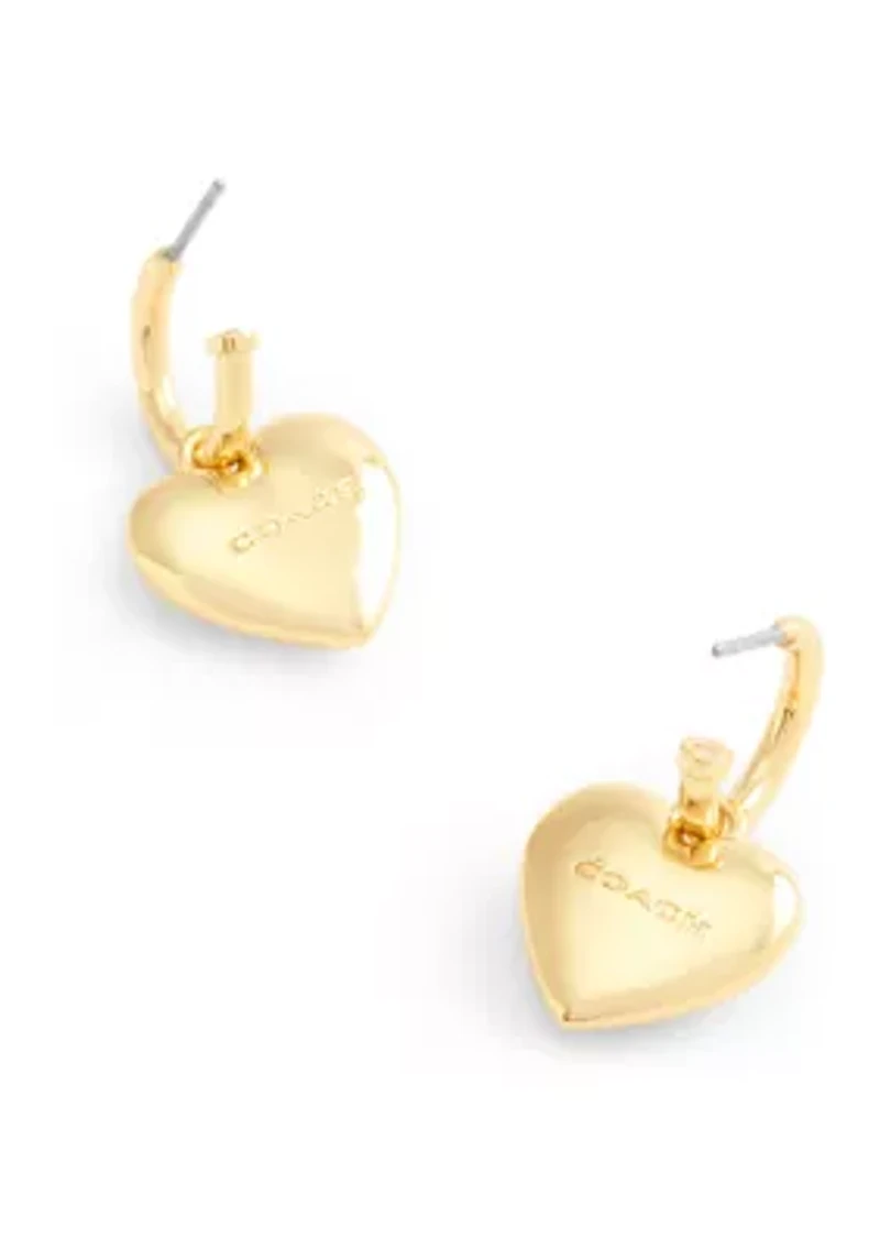 Signature Heart Charm Huggie Earrings