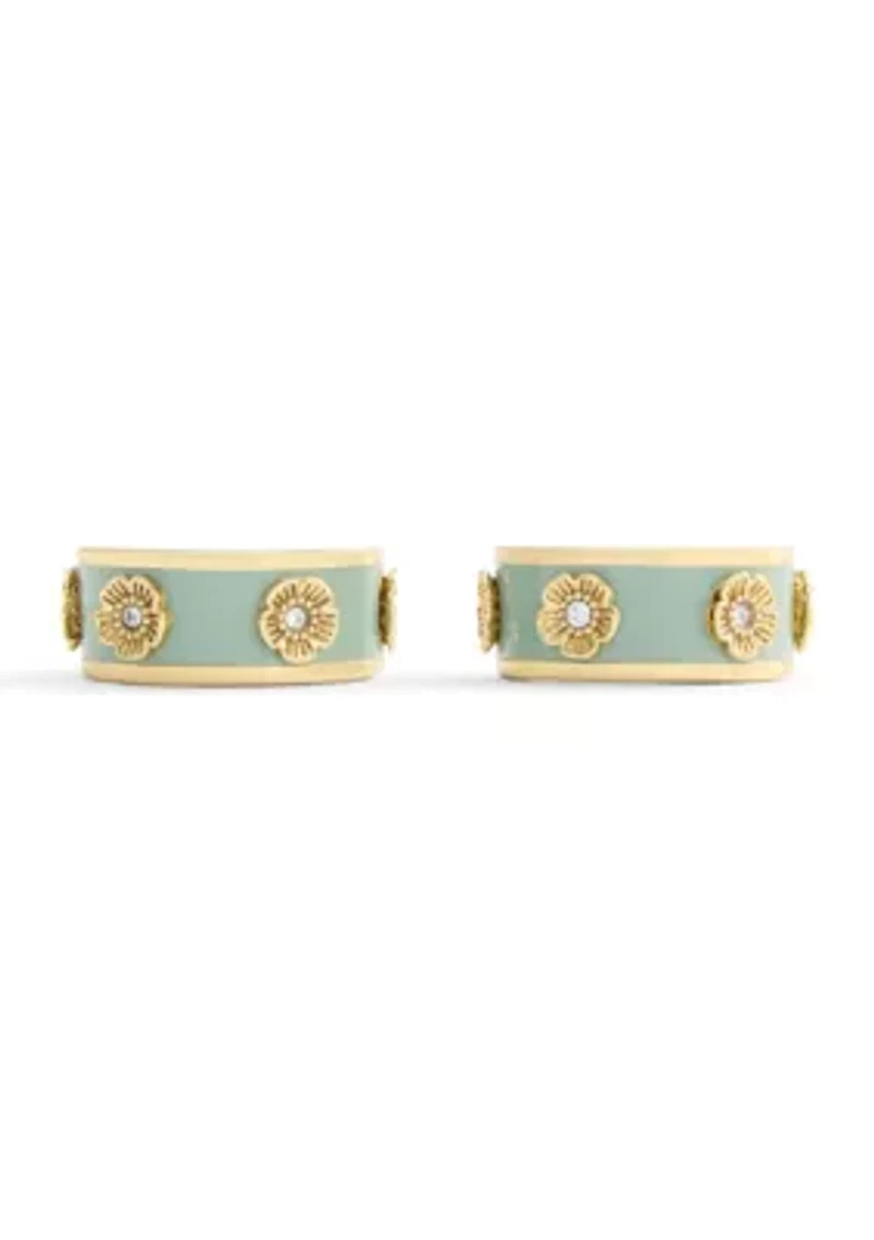 Signature Tea Rose Enamel Huggie Hoop Earrings
