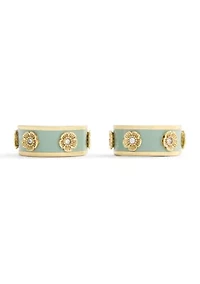 Signature Tea Rose Enamel Huggie Hoop Earrings