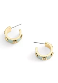 Signature Tea Rose Enamel Huggie Hoop Earrings