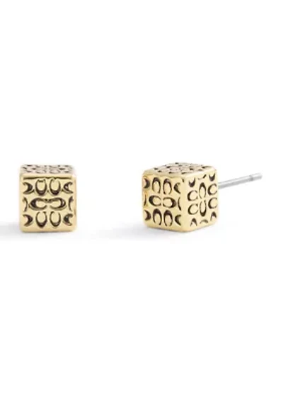 Signature Quilted Cube Stud Earrings