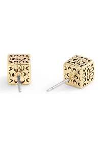 Signature Quilted Cube Stud Earrings