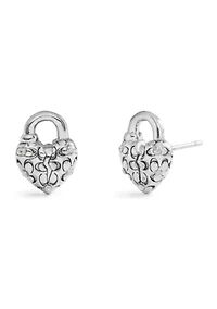 Signature Quilted Broken Heart Padlock Stud Earrings