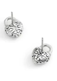 Signature Quilted Broken Heart Padlock Stud Earrings