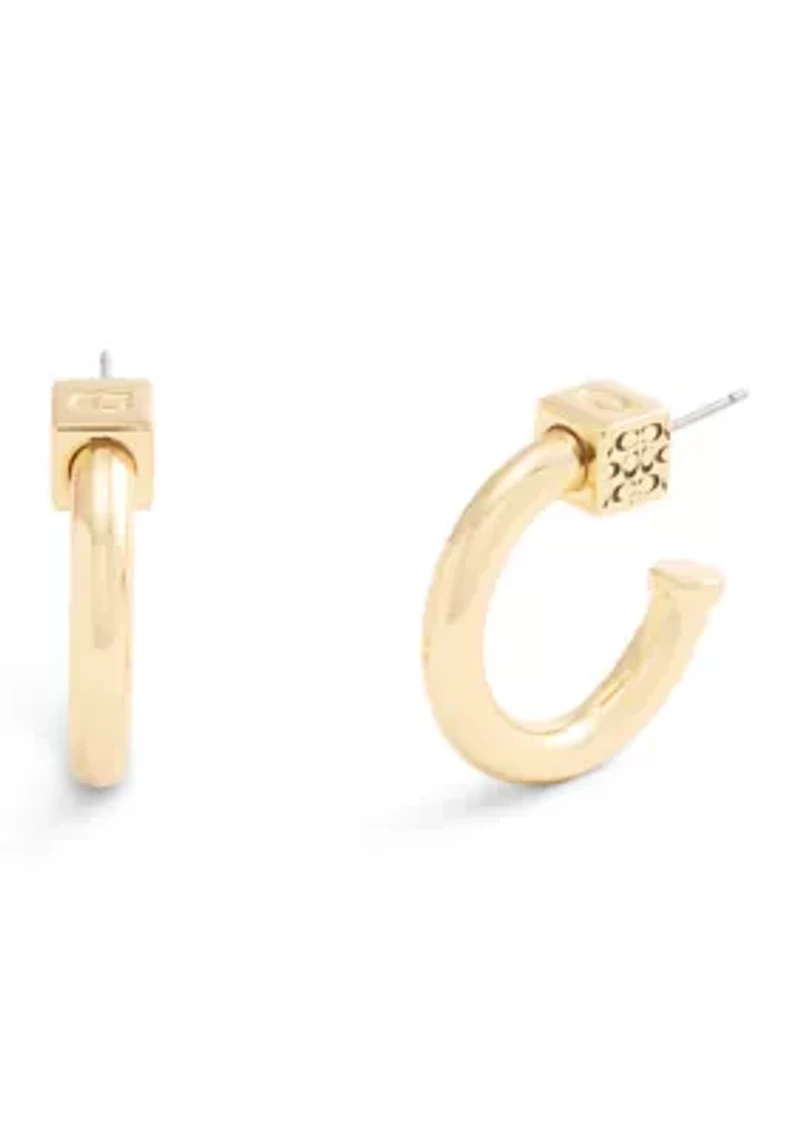 Signature Quilted Cube Chubby Hoop Earrings