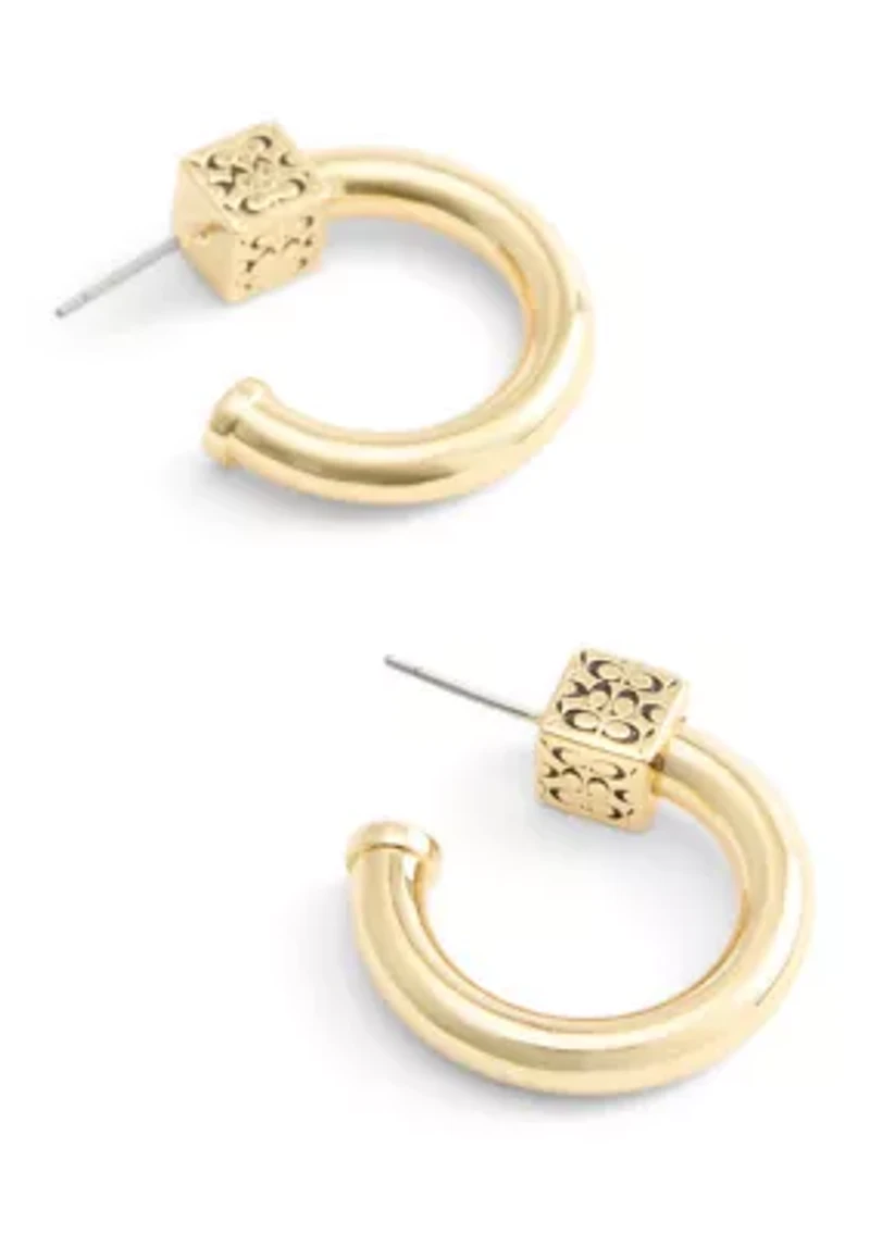 Signature Quilted Cube Chubby Hoop Earrings