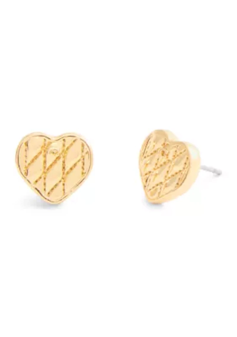 Signature Quilted Heart Bag Stud Earrings