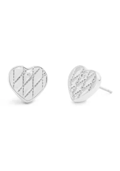 Signature Quilted Heart Bag Stud Earrings