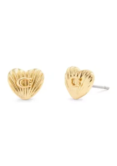 Signature Textured Heart Stud Earrings
