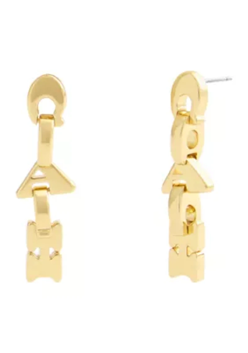 Jumbled Signature Logo Link Linear Earrings