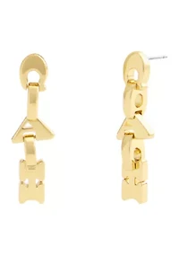 Jumbled Signature Logo Link Linear Earrings