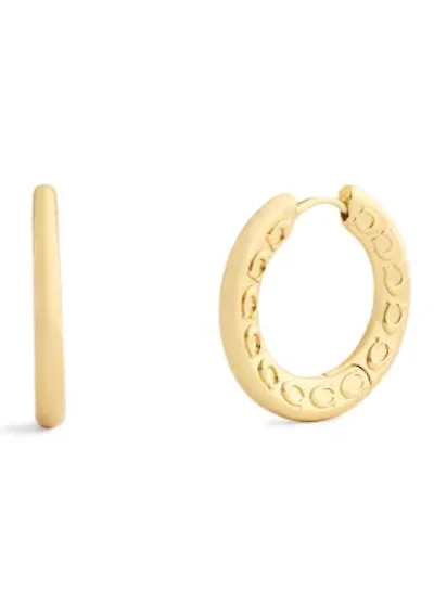 Signature C Pave Hoop Earrings