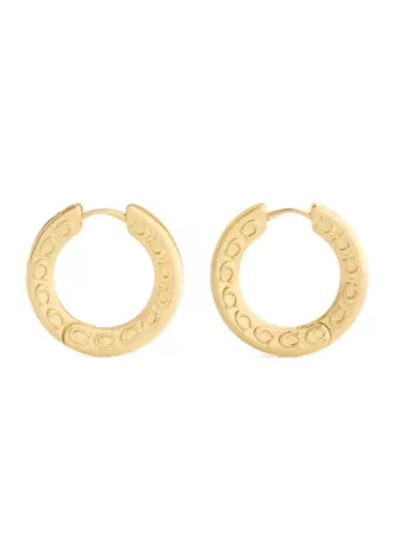 Signature C Pave Hoop Earrings