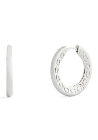 Signature C Pave Hoop Earrings