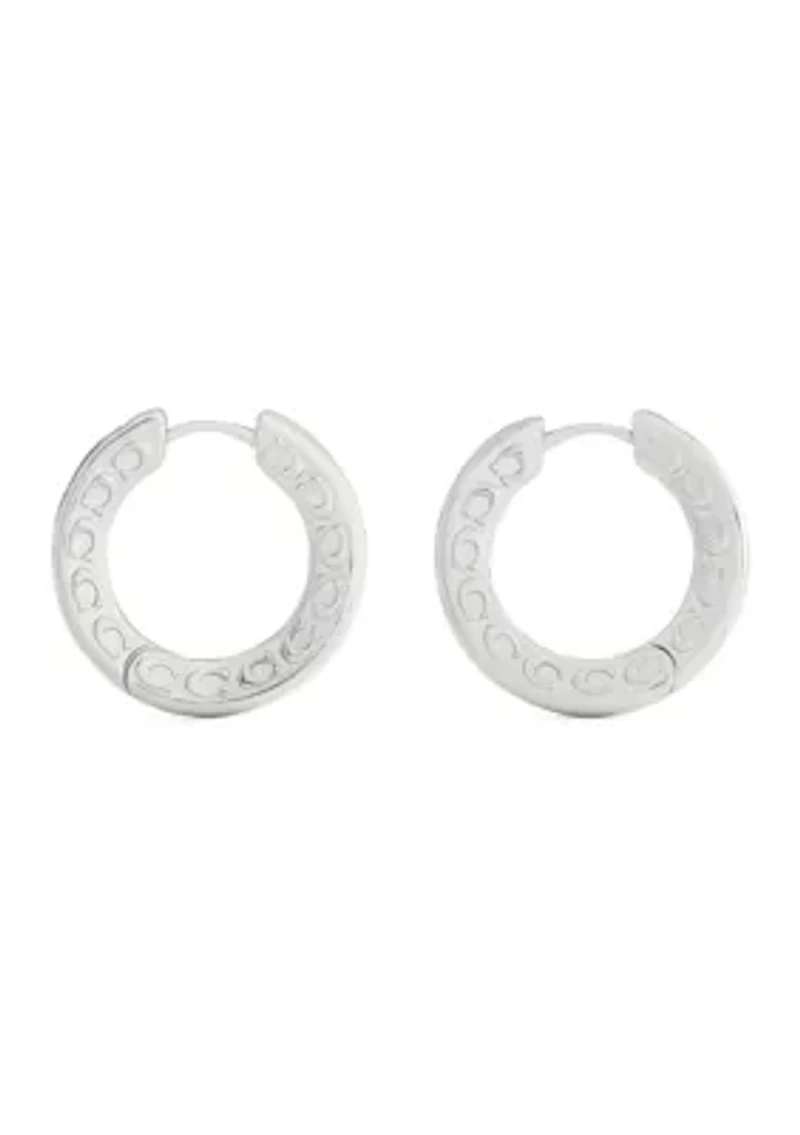 Signature C Pave Hoop Earrings