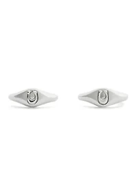 Signature Signet Huggie Earrings