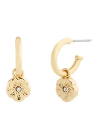 Signature Tea Rose Charm Huggie Earrings