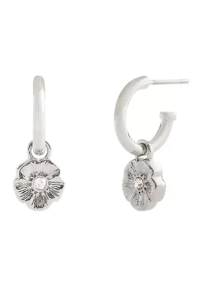 Signature Tea Rose Charm Huggie Earrings