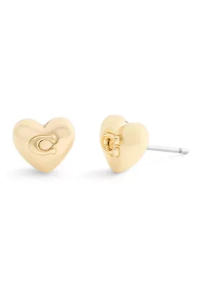Signature C Heart Stud Earrings