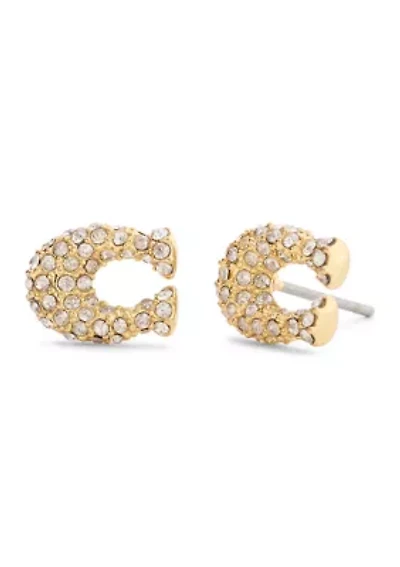 Pavé Signature C Stud Earrings