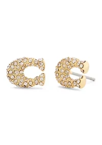 Pavé Signature C Stud Earrings