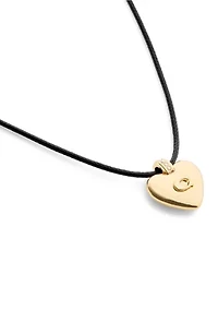 Signature Puffy Heart Pendant Leather Necklace