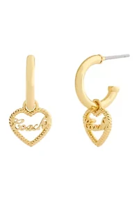  Signature Heart Charm Huggie Earrings
