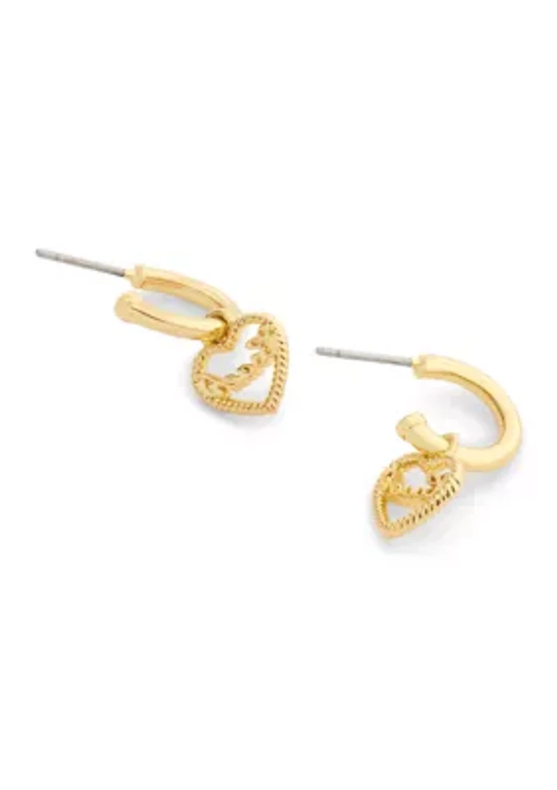 Signature Heart Charm Huggie Earrings