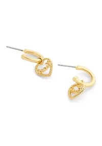  Signature Heart Charm Huggie Earrings