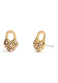 Signature Heart Padlock Stud Earrings