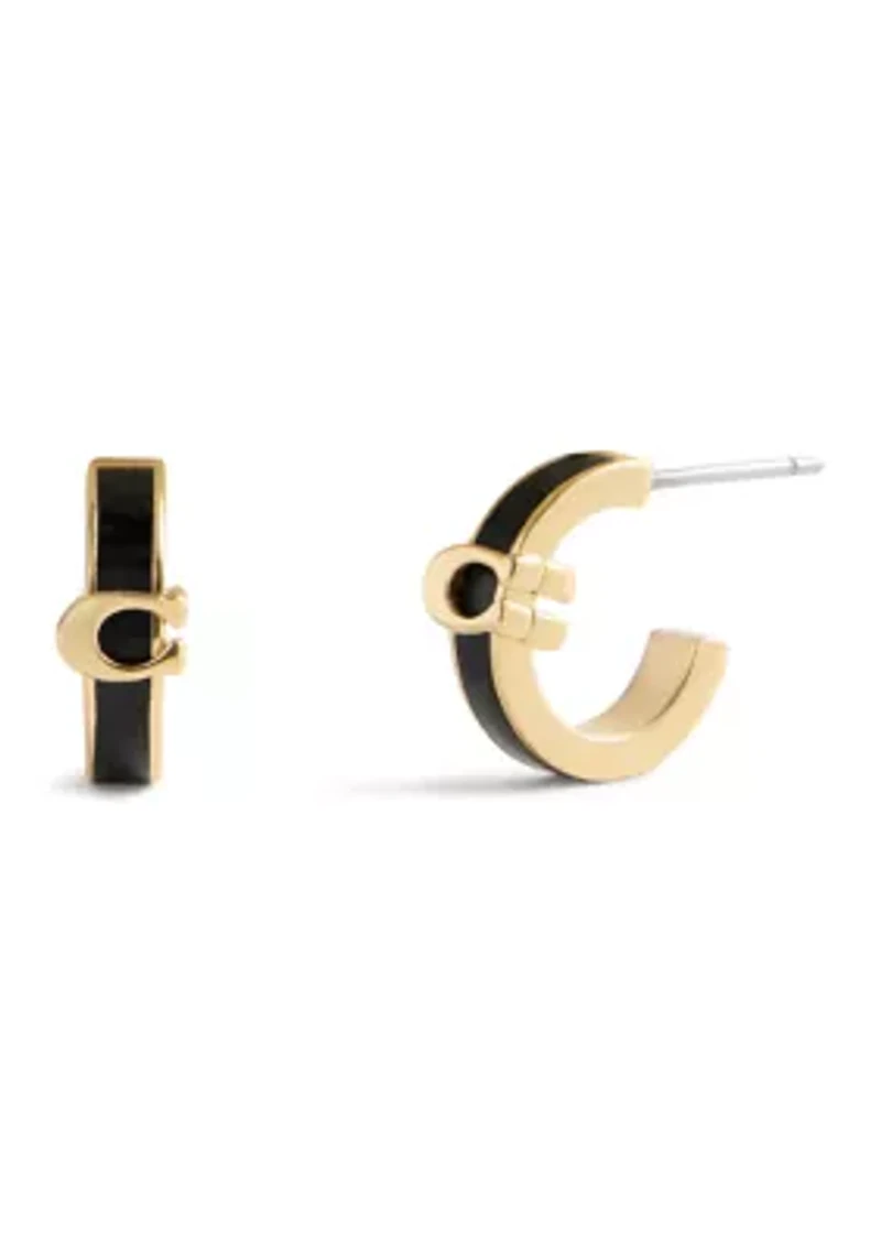 Signature C Enamel Huggie Earrings