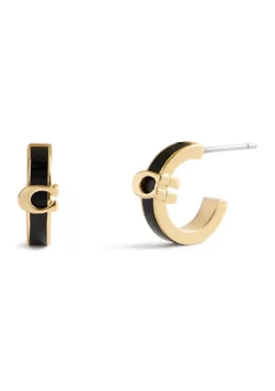 Signature C Enamel Huggie Earrings