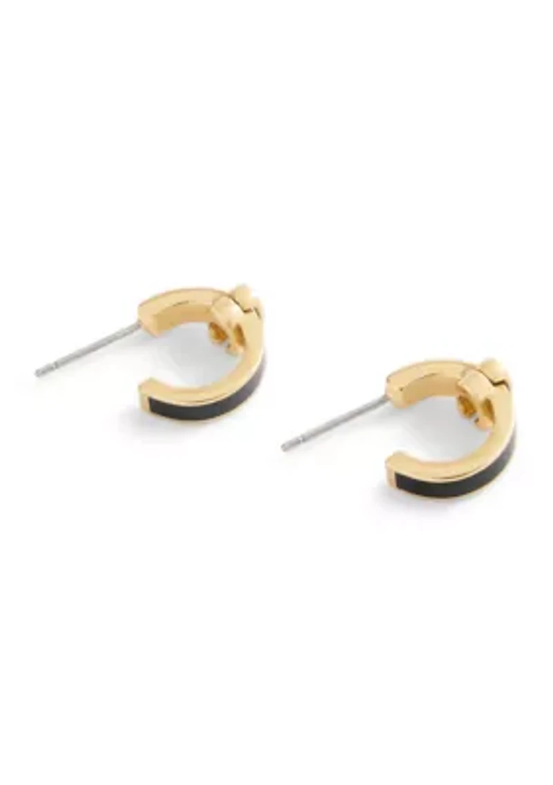 Signature C Enamel Huggie Earrings