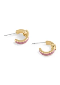 Signature C Pink Enamel Huggie Earrings