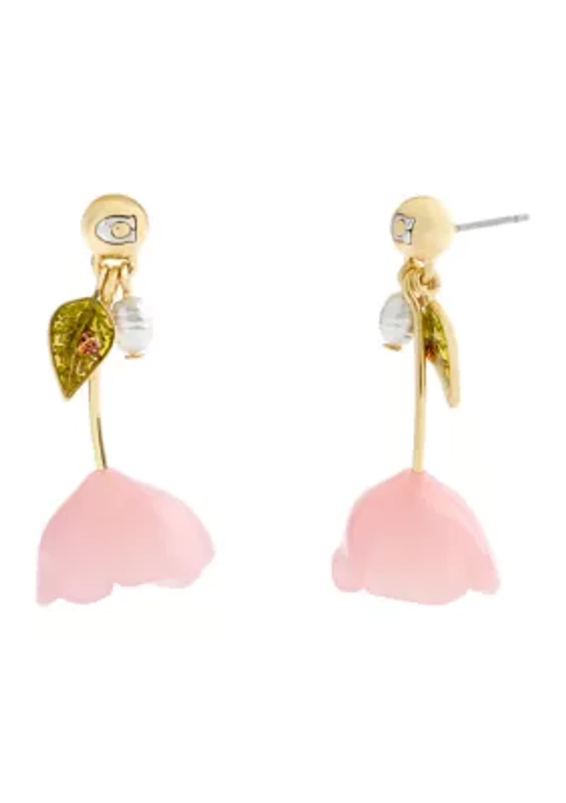 Resin Floral Chandelier Drop Earrings