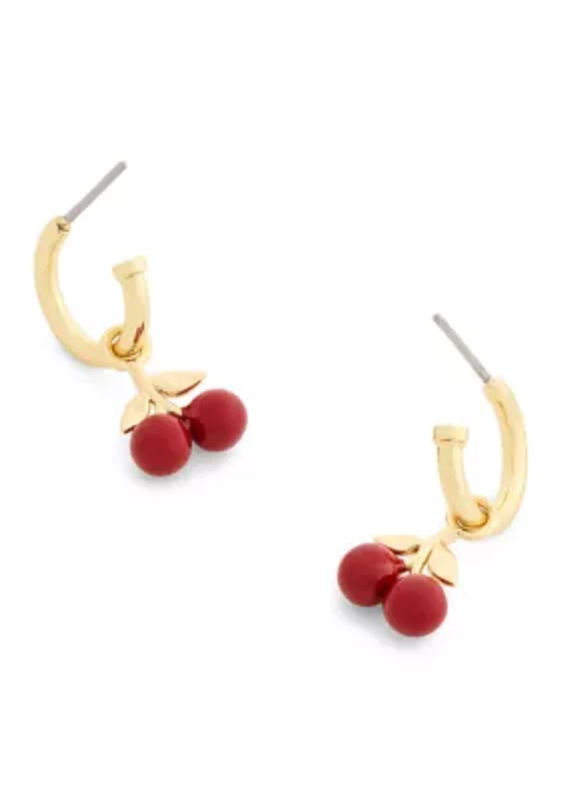 Cherry Charm Huggie Earrings