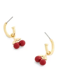 Cherry Charm Huggie Earrings