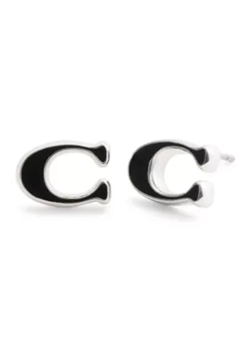 Signature C Enamel Stud Earrings