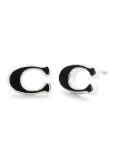Signature C Enamel Stud Earrings