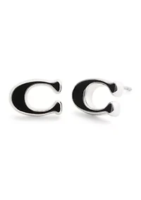 Signature C Enamel Stud Earrings