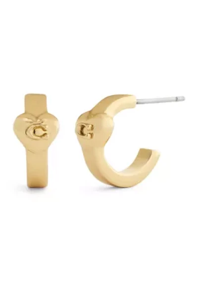 Signature C Heart Huggie Earrings