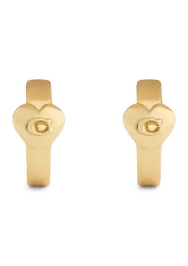 Signature C Heart Huggie Earrings
