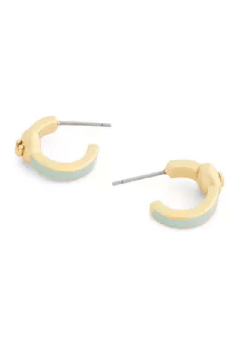 Signature C Heart Enamel Huggie Earrings