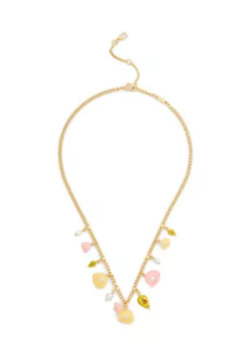 Resin Floral Statement Charm Necklace