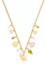 Resin Floral Statement Charm Necklace