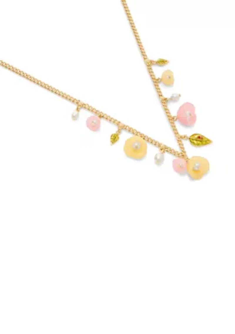 Resin Floral Statement Charm Necklace