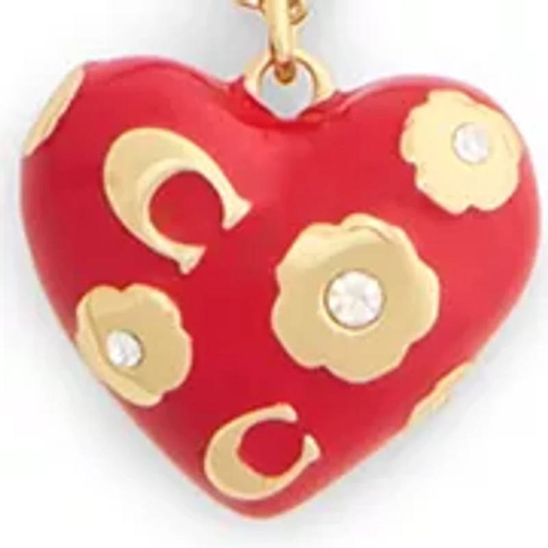 Signature C Floral Chubby Heart Pendant Necklace