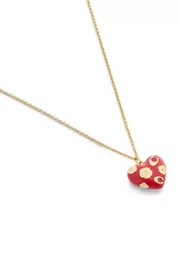 Signature C Floral Chubby Heart Pendant Necklace
